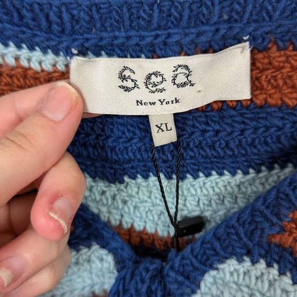 Sea New York | Wavey Striped Crochet Cropped Sweater Size Extra Large - Picture 5 of 7
